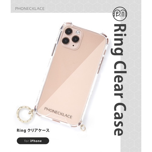 PHONECKLACE ストラップ用リング付きクリアケース for iPhone 13 Pro ガンブラックチャーム PN21612i13PBK /l_画像2