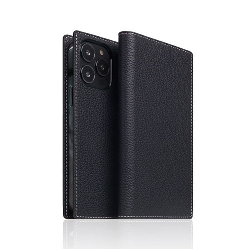 SLG Design Full Grain Leather Case for iPhone 14 Pro ブラックブルー 手帳型 SD24331i14PBB /l_画像1
