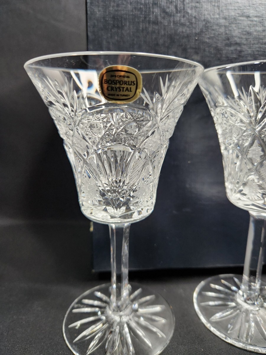 ▼Bosporus Crystal /クリスタルグラス ターキー ボスポラス ペア ガラス 新品 化粧箱入り ワイングラス カット 24％_画像5