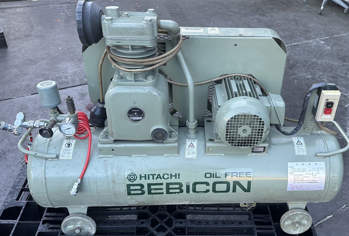 HITACHI/日立 BEBICON 小型空気圧縮機 エアーコンプレッサー ベビコン1.50P-8.5TA5 50Hz ,JB177618 200V _画像1