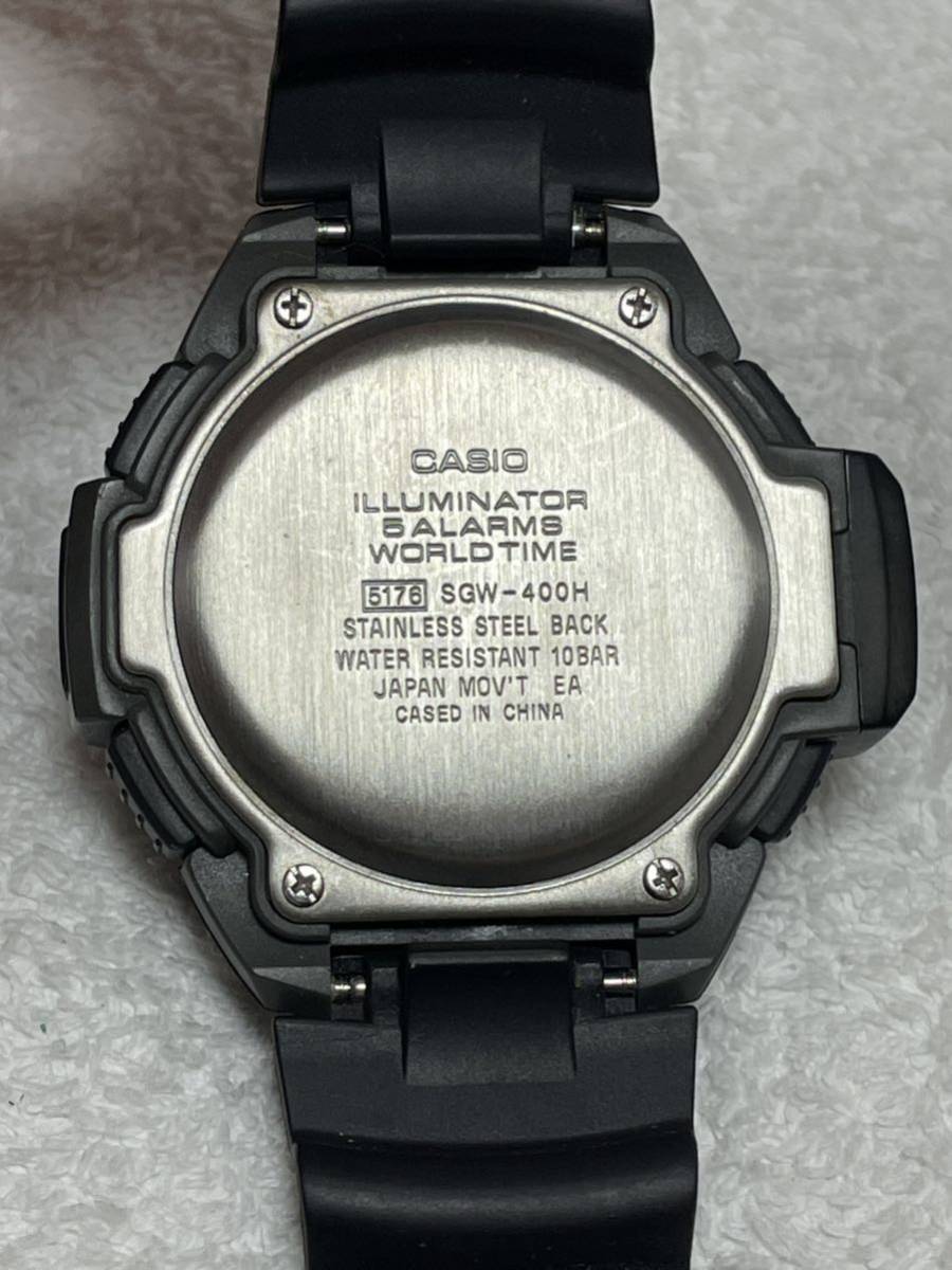 【24】1円〜【稼働品】CASIO カシオ デジタル クォーツ SGW-400H イルミネーター ワールドタイム 純正ベルト メンズ 同梱不可_画像6