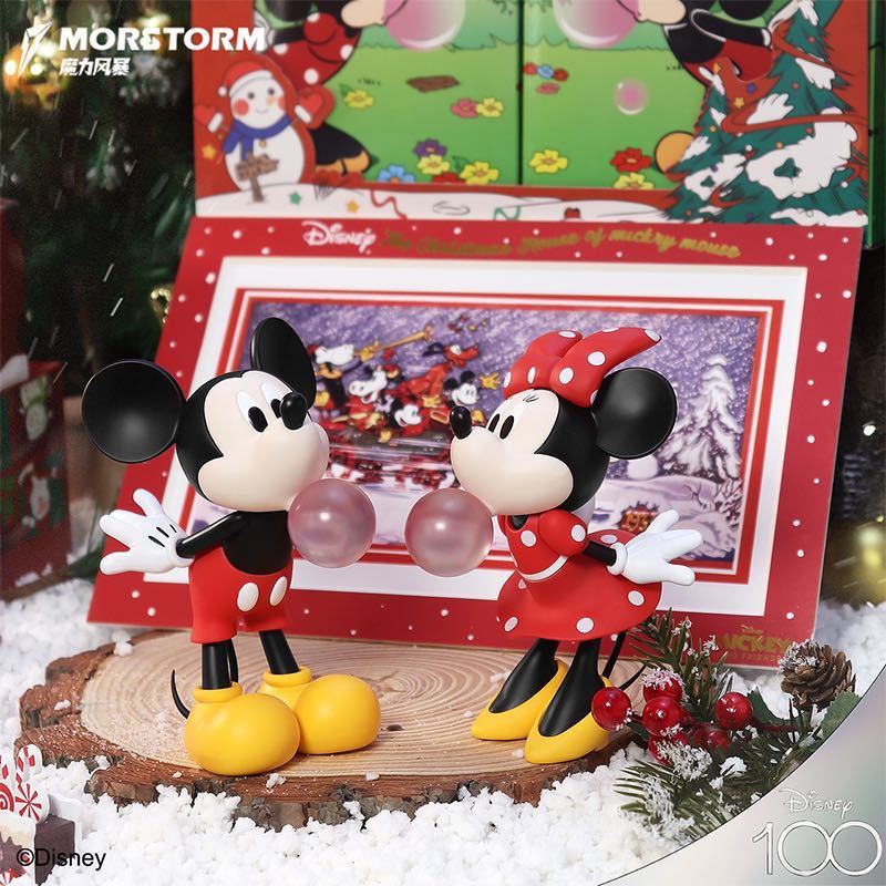 『ミッキーマウス& ミニーマウス』2体セット　ディズニー　シャボン玉を吹く　おもちゃ　プレゼント　フィギュア　正規品　版画付き