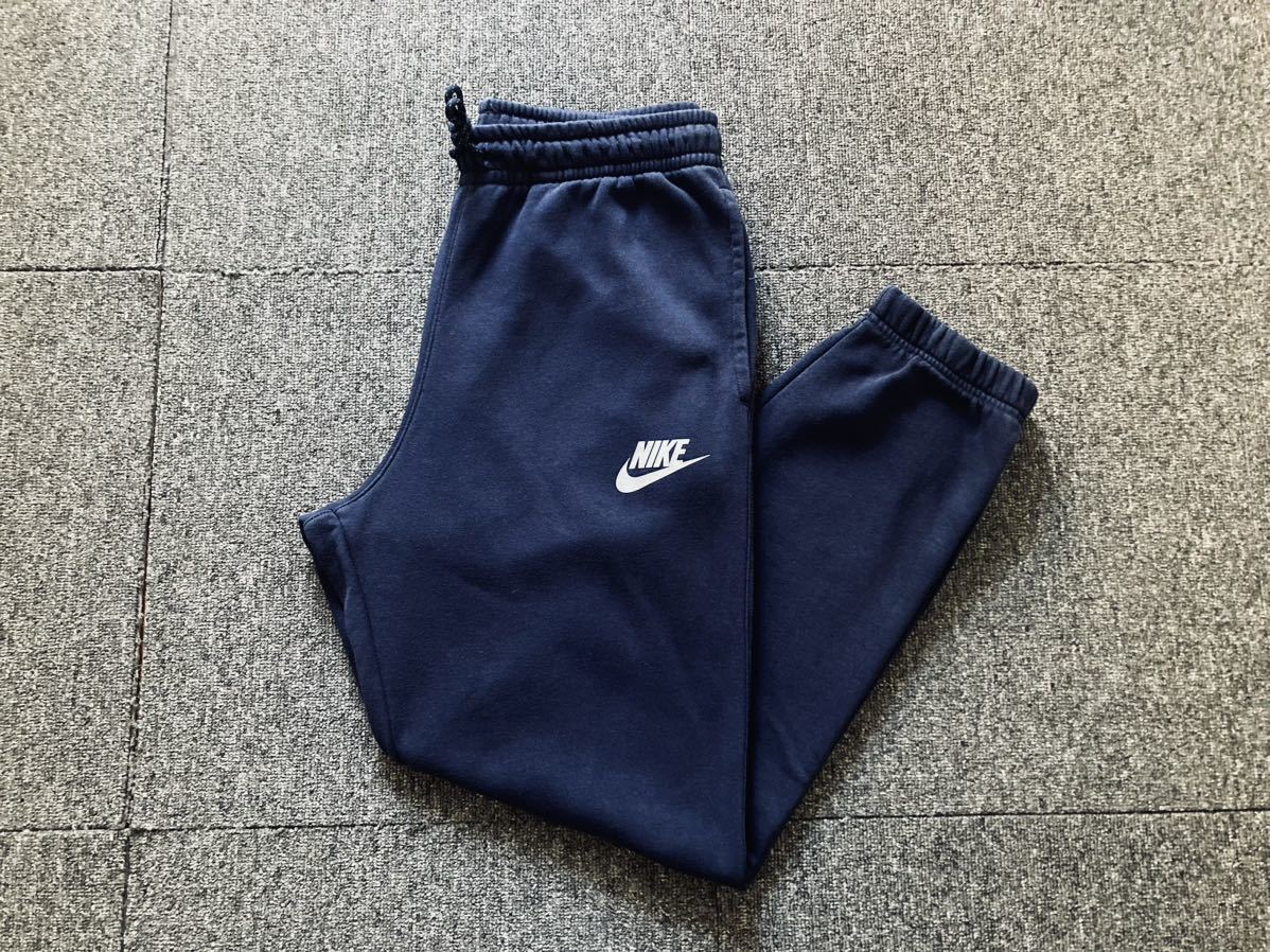 [M] NIKE Fleece Knit Soft Lacing Sports Pants Joggers ネイビー ナイキ クラブ フリース パンツ スポーツ カジュアル ボトムス_画像2