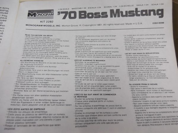 【絶版/当時物/未組立】MONOGRAM/モノグラム 1/24 1：24 1970/'70 Boss Mustang/フォード マスタング ボス/60サイズ_画像4