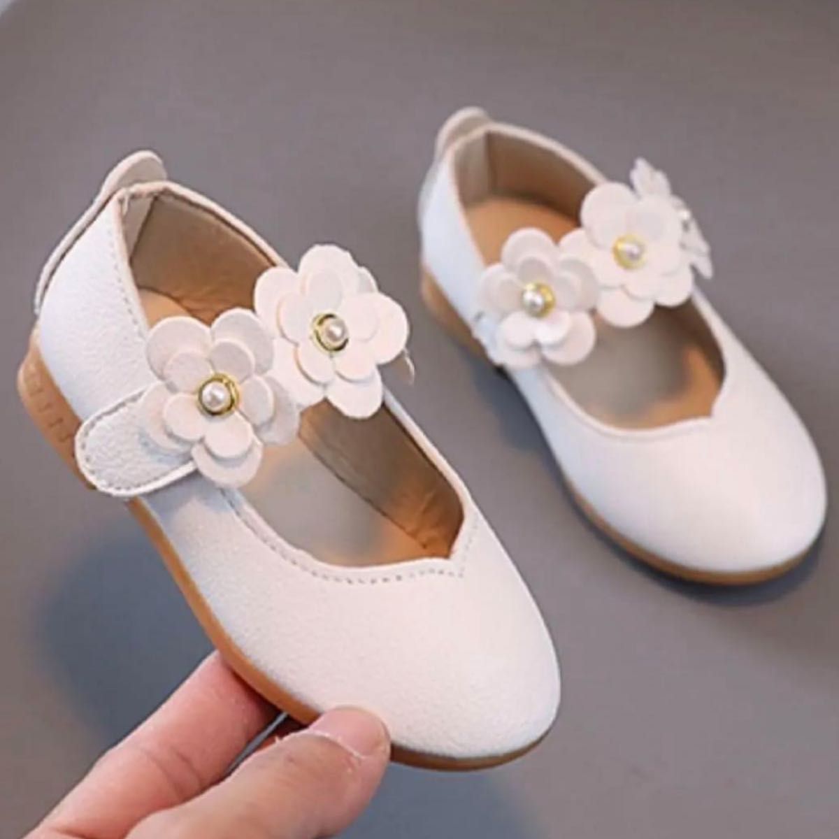 【15cm】フォーマルシューズ キッズ 白 靴 発表会 結婚式 七五三 お花
