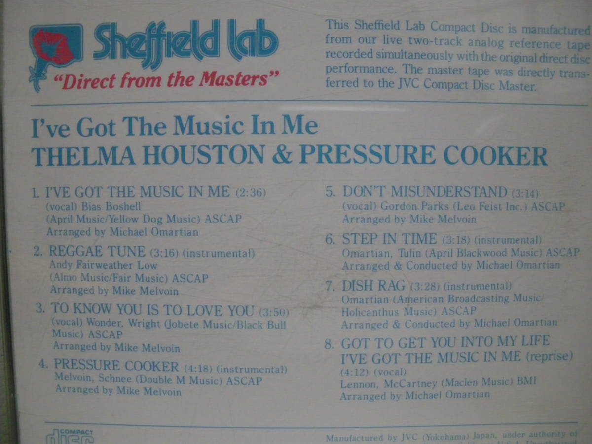 Sheffield lab CD]Thelma Houston & Pressure Cooker テルマ・ヒューストン/I've Got The Music In Me シェフィールド・ラボ/高音質/CD-2の画像5