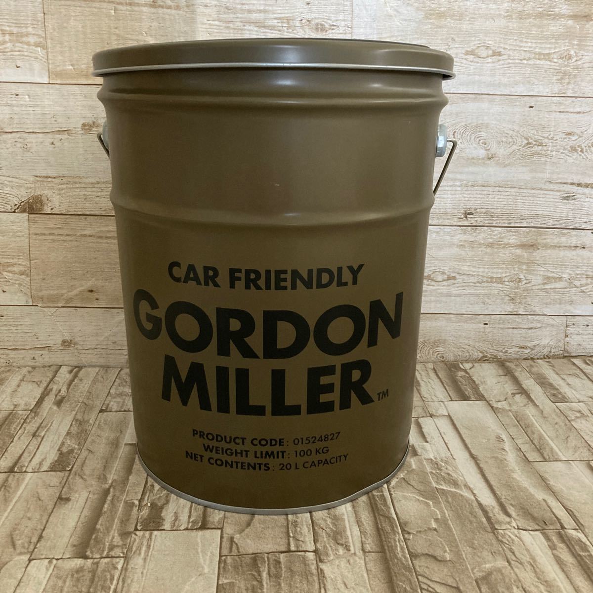 0601c1016 GORDON MILLER ペール缶スツール 20l チェア椅子 収納 洗車 ゴミ箱 クッション 蓋 スタンド カーキ ※※同梱不可※※_画像1