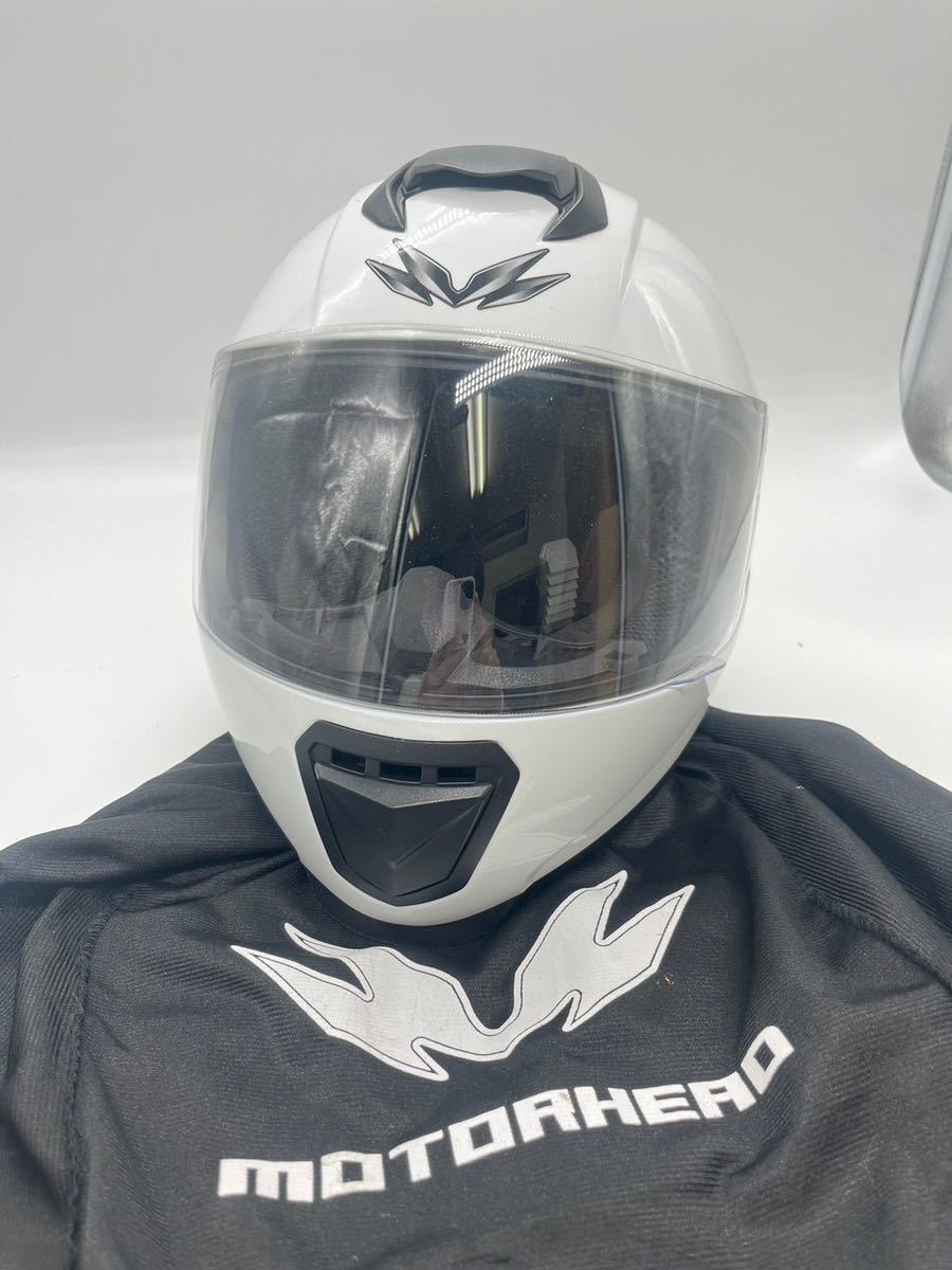【美品】MOTORHEAD モーターヘッド バイク用ヘルメット Lサイズフルフェイスヘルメット ホワイト バイク用品 _画像1