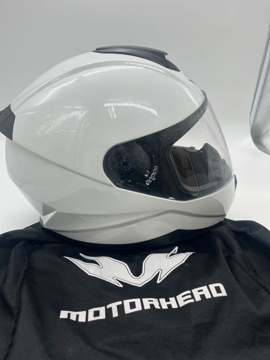 【美品】MOTORHEAD モーターヘッド バイク用ヘルメット Lサイズフルフェイスヘルメット ホワイト バイク用品 _画像3