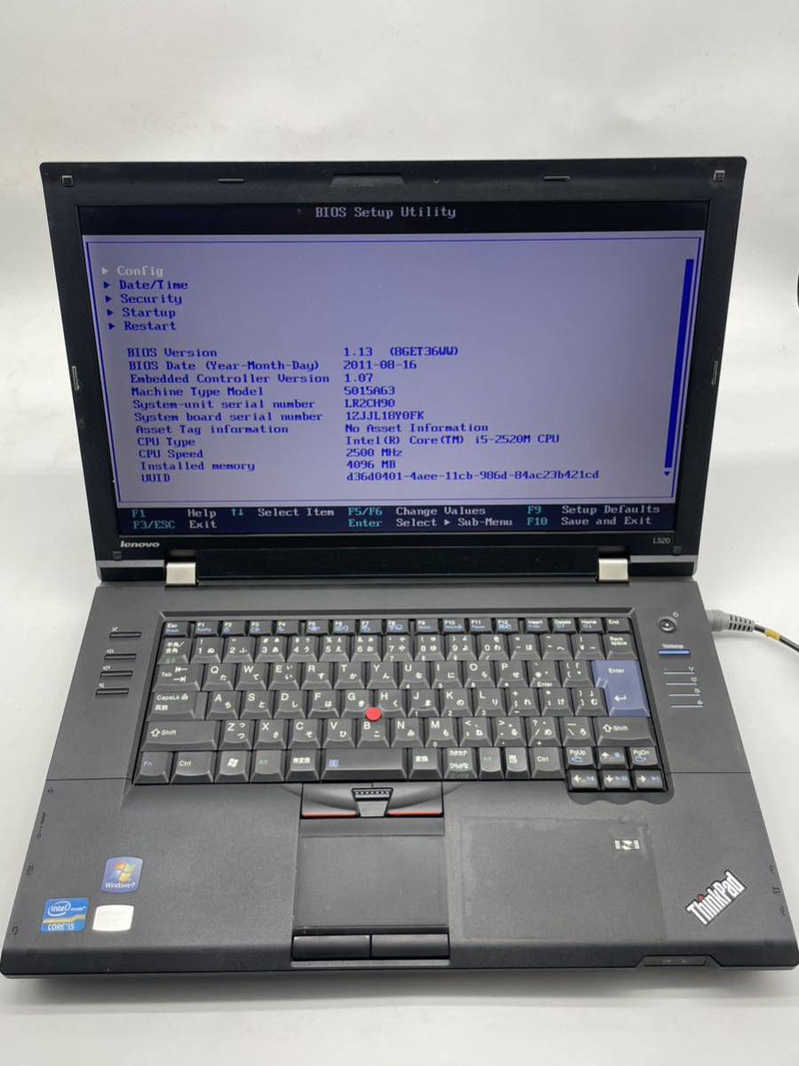 ジャンク品 Lenovo ThinkPad L520　Core i5／メモリ4GB／HDDなし 現状渡し20241832_画像1