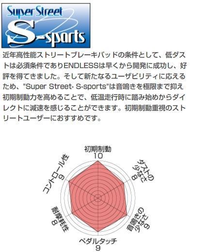 ENDLESS エンドレス ブレーキパッド SSS前後セット マツダ ロードスター NB6C(NR-A)/NB8C(RS・RS2) [H12.7～H17.8]_画像2