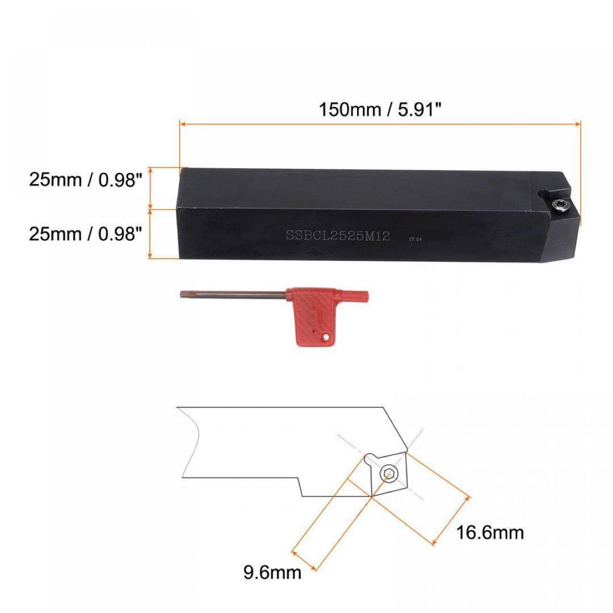 uxcell 刃先交換式CNC旋盤旋削工具ホルダー 75°SSBCL2525M12 40Cr スチール 超硬旋削工具ホルダー 旋削