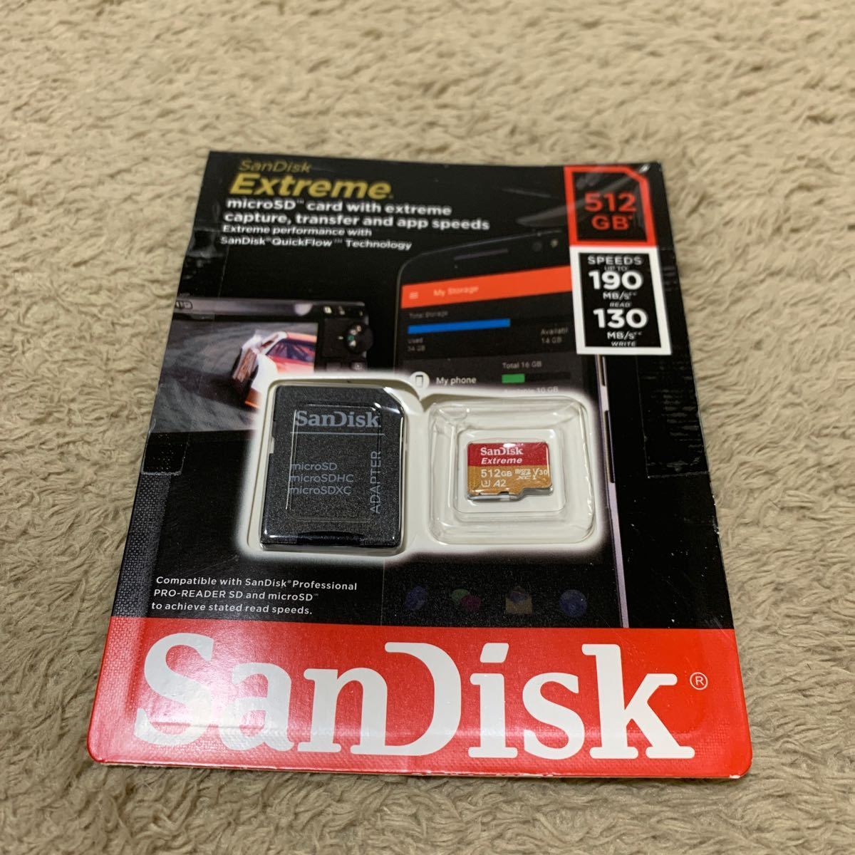 601a2104☆ SanDisk ( サンディスク ) 512GB microSDXCカード EXTREME ( 最大 読込160MB/s 書込90MB/s ) _画像1