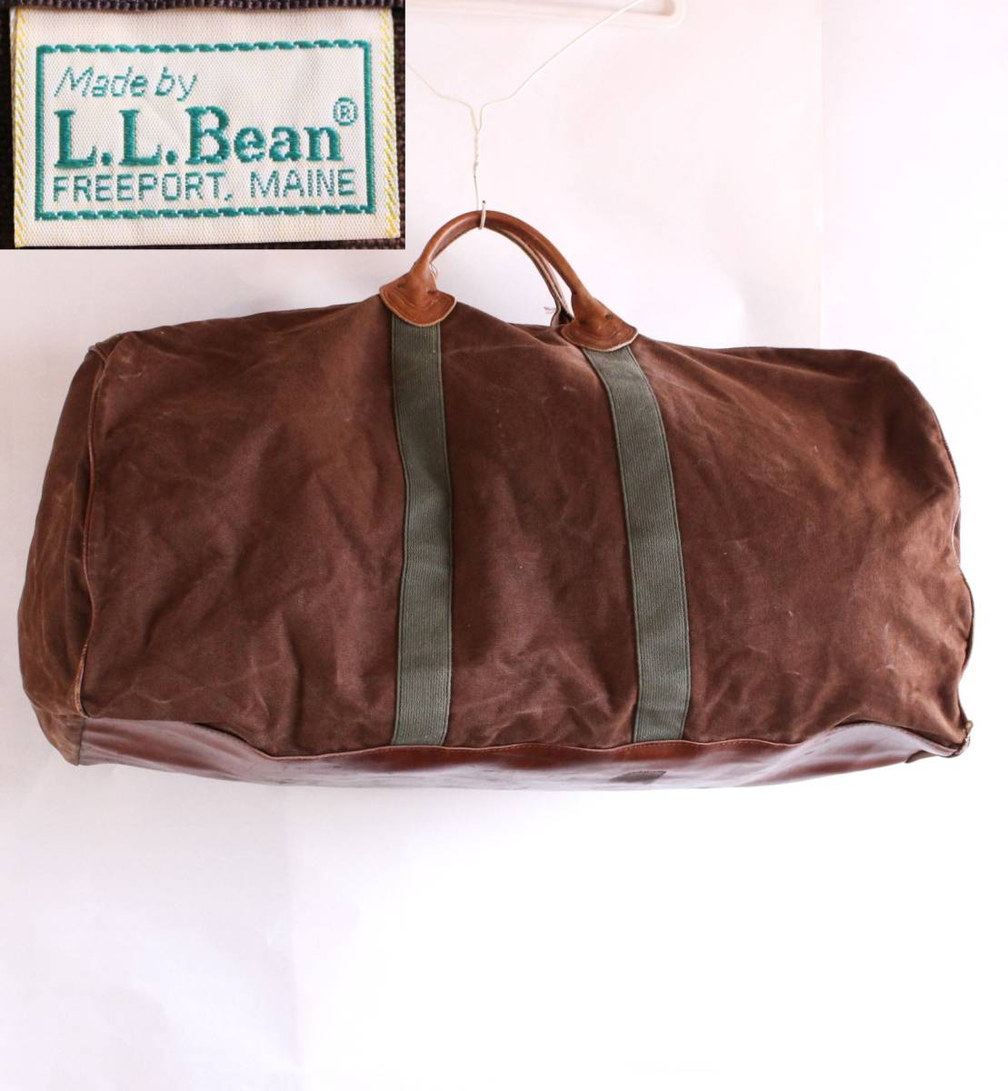 【送料無料】■ 80's L.L.Bean LLビーン レザーハンドル キャンバス ボストンバッグ ヴィンテージ ビンテージ アメカジ カバン 大サイズ