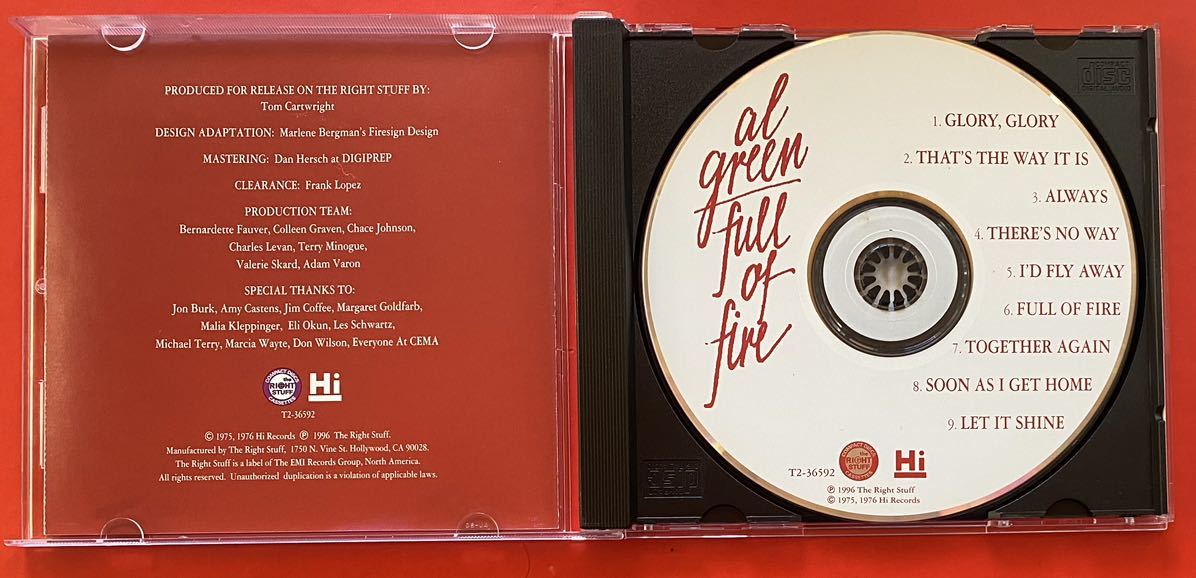 【CD】Al Green「Full of Fire」アル・グリーン 輸入盤 盤面良好 [11250400]_画像3