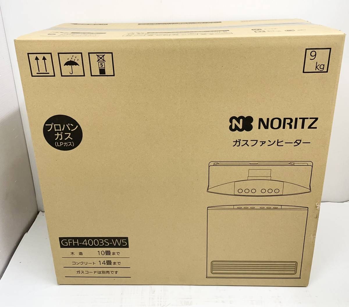 送料無料h55991 NORITZ ノーリツ GFH-4003S-W5 ガスファンヒーター プロパンガス LP専用 ~14畳まで 暖房器具 未使用未開封品_画像1