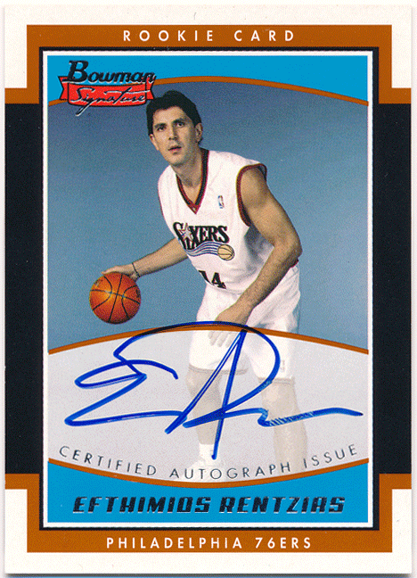 Efthimios Rentzias NBA 2002-03 Bowman Signature RC Rookie Auto 999枚限定 ルーキーオート 直筆サインカード_画像1