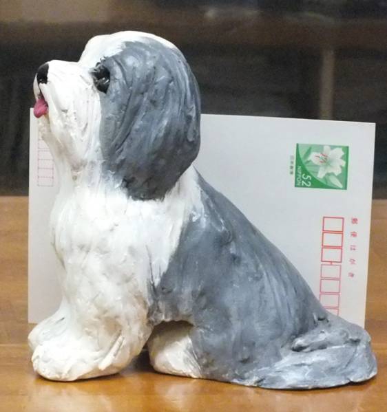 * Bear dead collie dog. ornament * literary creation clay craft house. handmade work *
