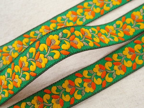  prompt decision! 0.5m.. tyrolean tape . flower green * race costume * handicrafts ribbon 