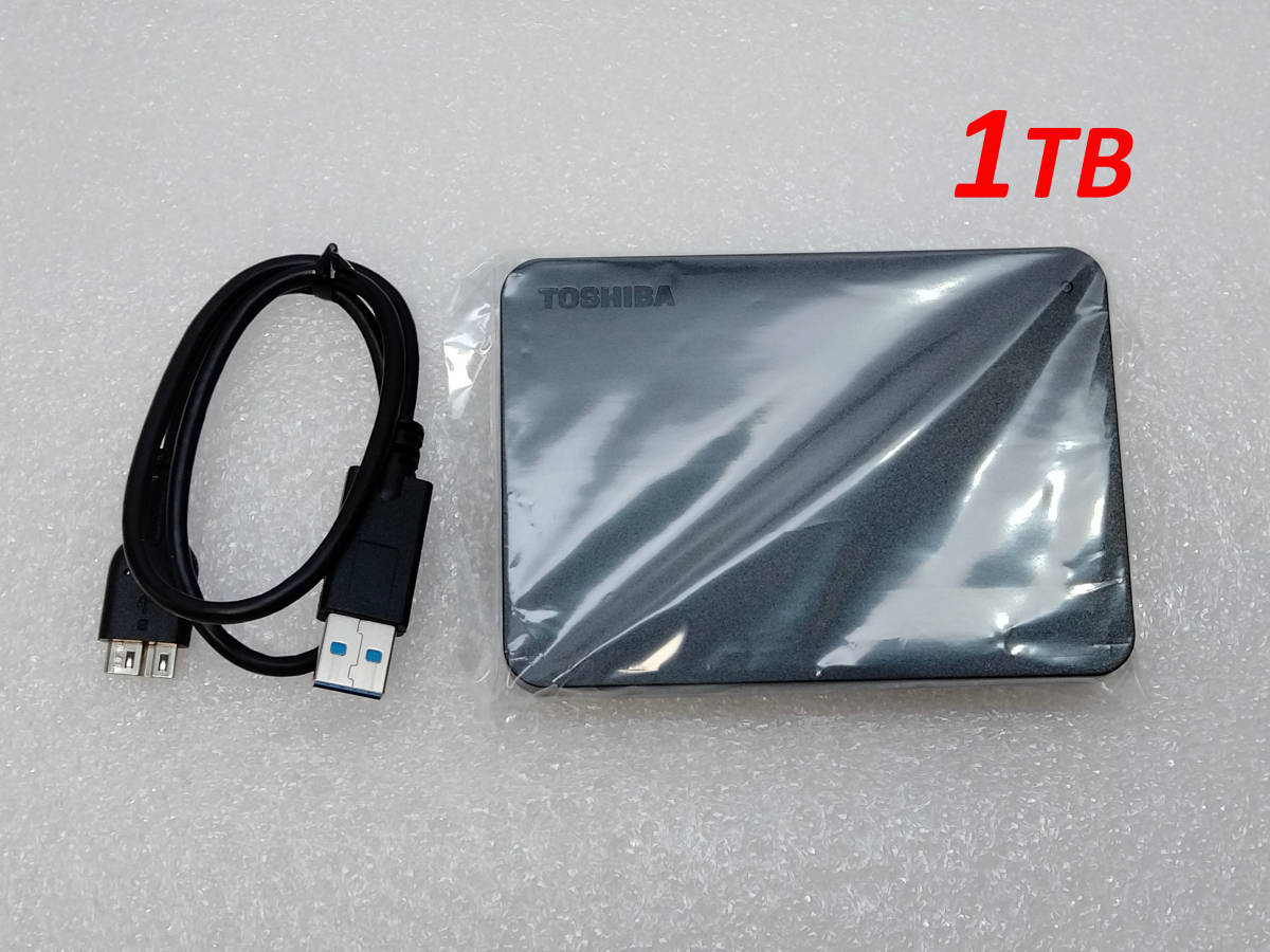 ★★送料無料★★美品　TOSHIBA　1TB　ポータブル 外付けHDD　【テレビ録画/PC対応　USB3.2(Gen1)/3.1/3.0対応】東芝　Canvio　コンパクト_画像2