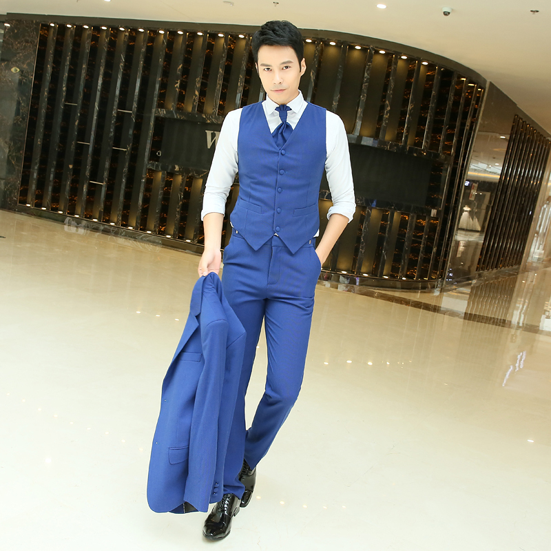 [ limited time price ] * the best ascot tie 2 point set blue * men's formal vest wedding u Eddie ng two next . party tuxedo 