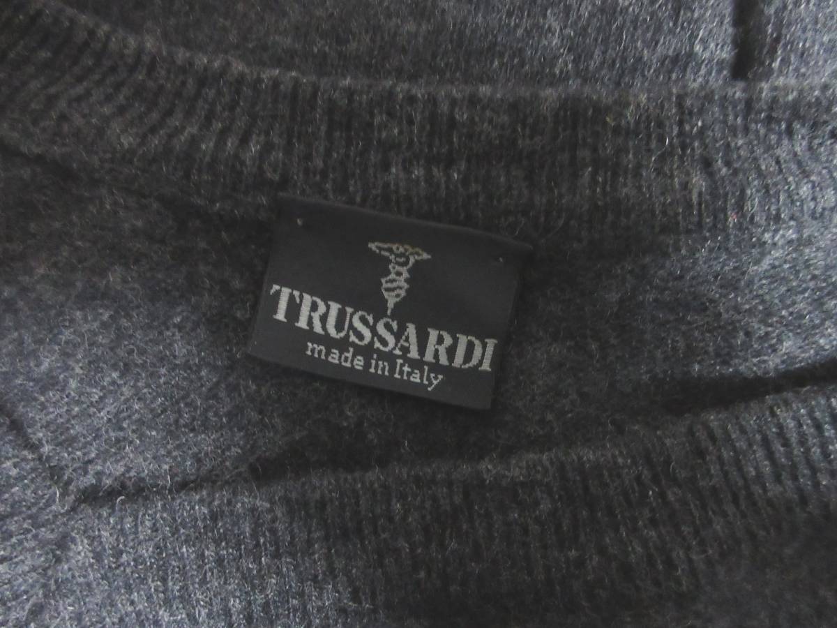 トラサルディ TRUSSARDI ウール Vネック ニット セーター グレー 6 亥4108_画像4