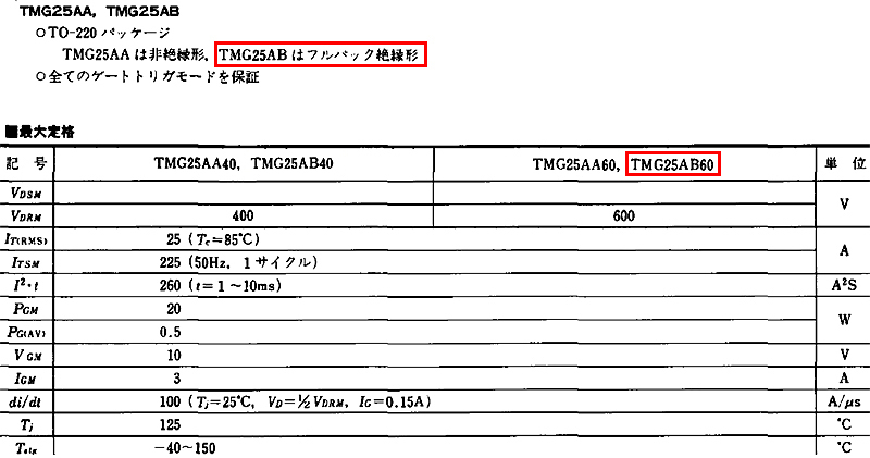 SanRex TMG25AB60 トライアック (600V/25A) [2個組]【管理:KB540】_画像2