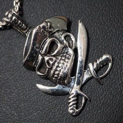シルバー925 首飾り ペンダント 海賊 ドクロ スカル 銀925 x0209_画像1