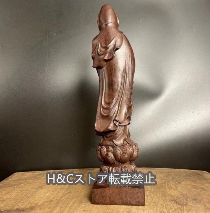 職人手作り 沈香木彫り 仏像 観音菩薩 観音像 置物 彫刻 高さ：20cm_画像4