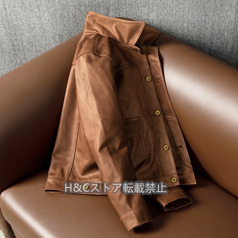 高品質 シングルライダース ライダースジャケット カウハイド 牛革 革ジャン 本革 レザージャケット メンズファッション S～5XL_画像4