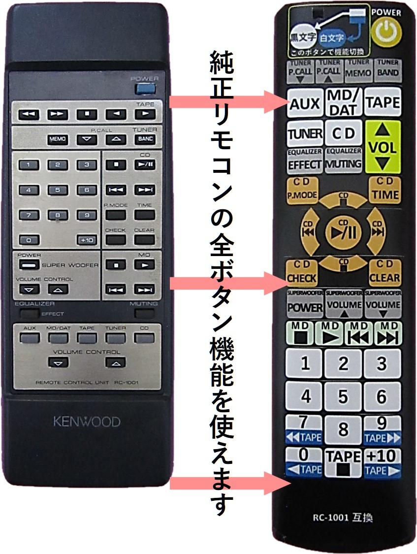 【代替リモコンSYa275c】KENWOOD RC-1001 互換 【送料無料】(A-1001 KA-1001G対応) ケンウッド K'sシリーズ_画像3