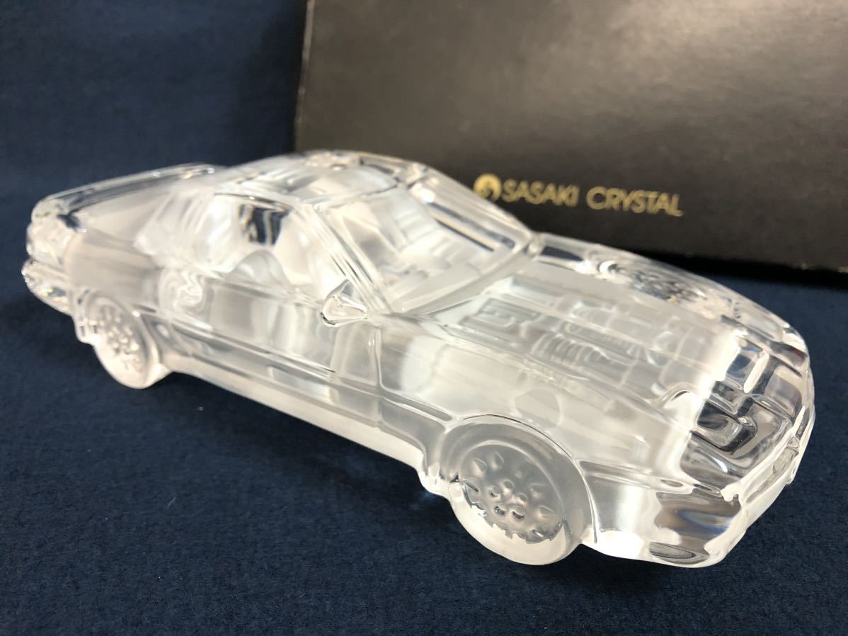 ビンテージ 佐々木硝子 sasaki crystal 佐々木クリスタル TOYOTA トヨタ スープラ 置物 箱付 硝子彫刻 クリスタルガラス オブジェ_画像1