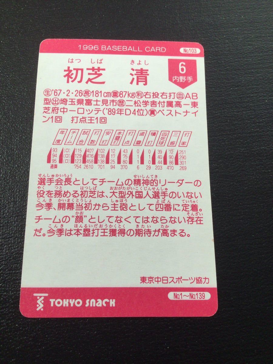 東京スナック カルビー プロ野球カード 96年 No103 初芝清_画像2