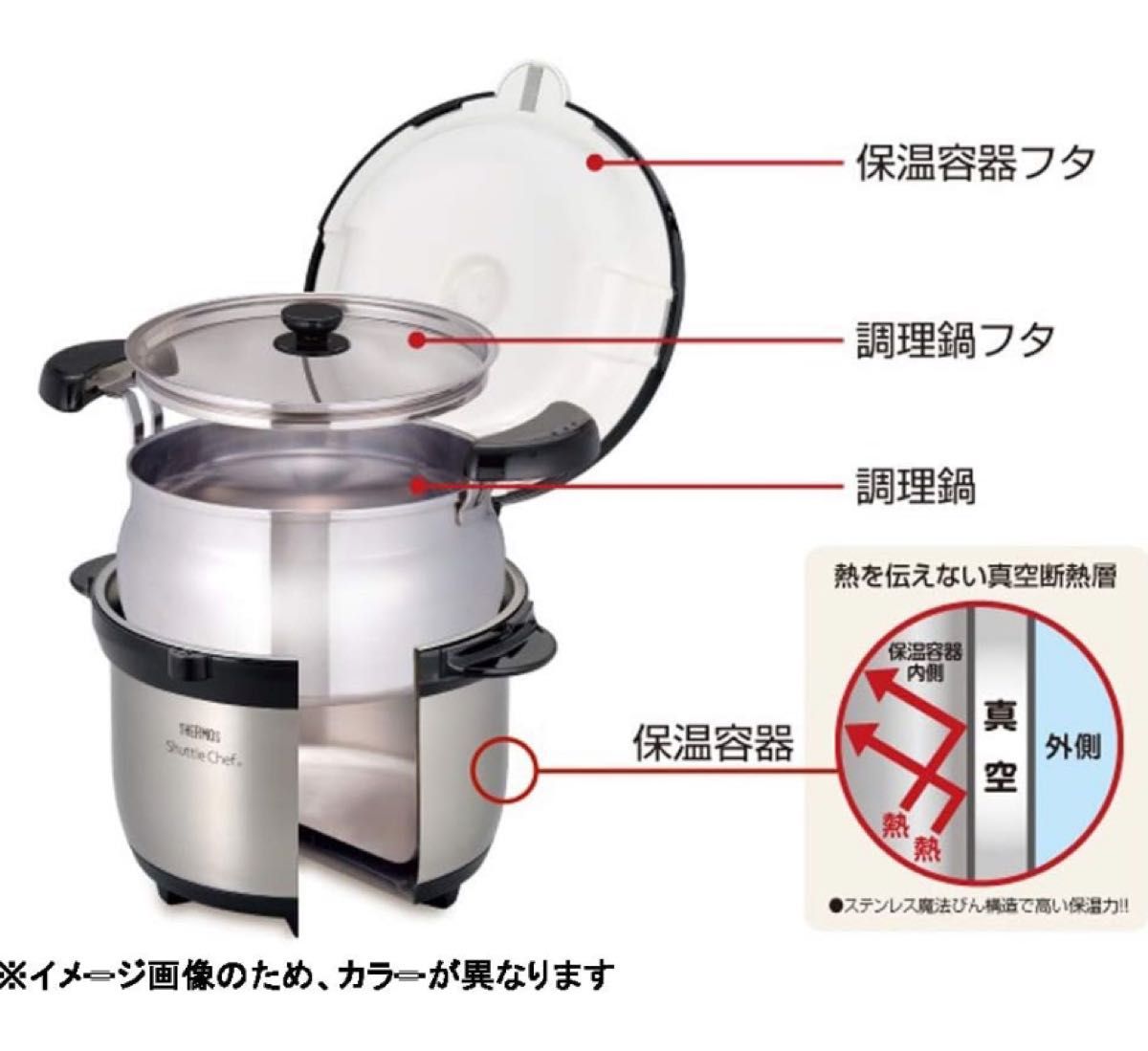 サーモス THERMOS 真空保温調理器 シャトルシェフ 3.0L シルバー 保温調理鍋 Chef 鍋 Shuttle