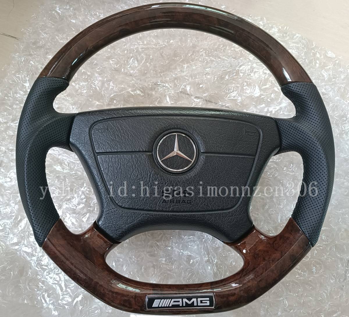  free shipping Benz W124 W140 R129 W463 W210 wood grain * leather steering gear 1 piece air bag with cover .