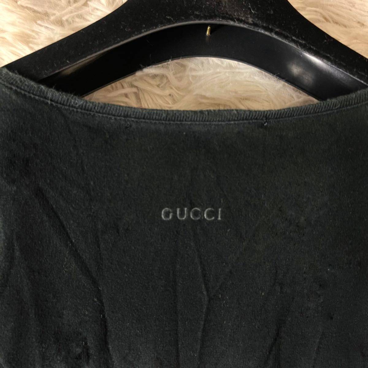 GUCCI Gucci бренд Logo one отметка хлопок футболка короткий рукав вырез лодочкой чёрный черный M
