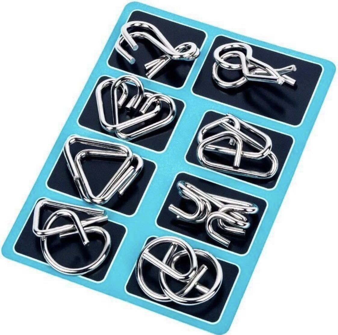  puzzle rings 8 point set toy intellectual training .tore puzzle game mystery ring ring intellectual training toy intellectual training mystery game silver 