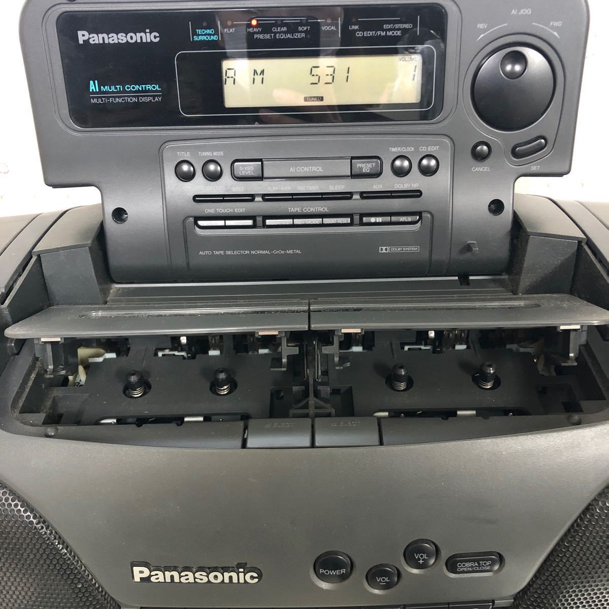 ▲カセット難あり 取説・純正リモコンあり Panasonic パナソニック コブラトップ CDラジカセ RX-DT707 RAX-RX316W_画像2