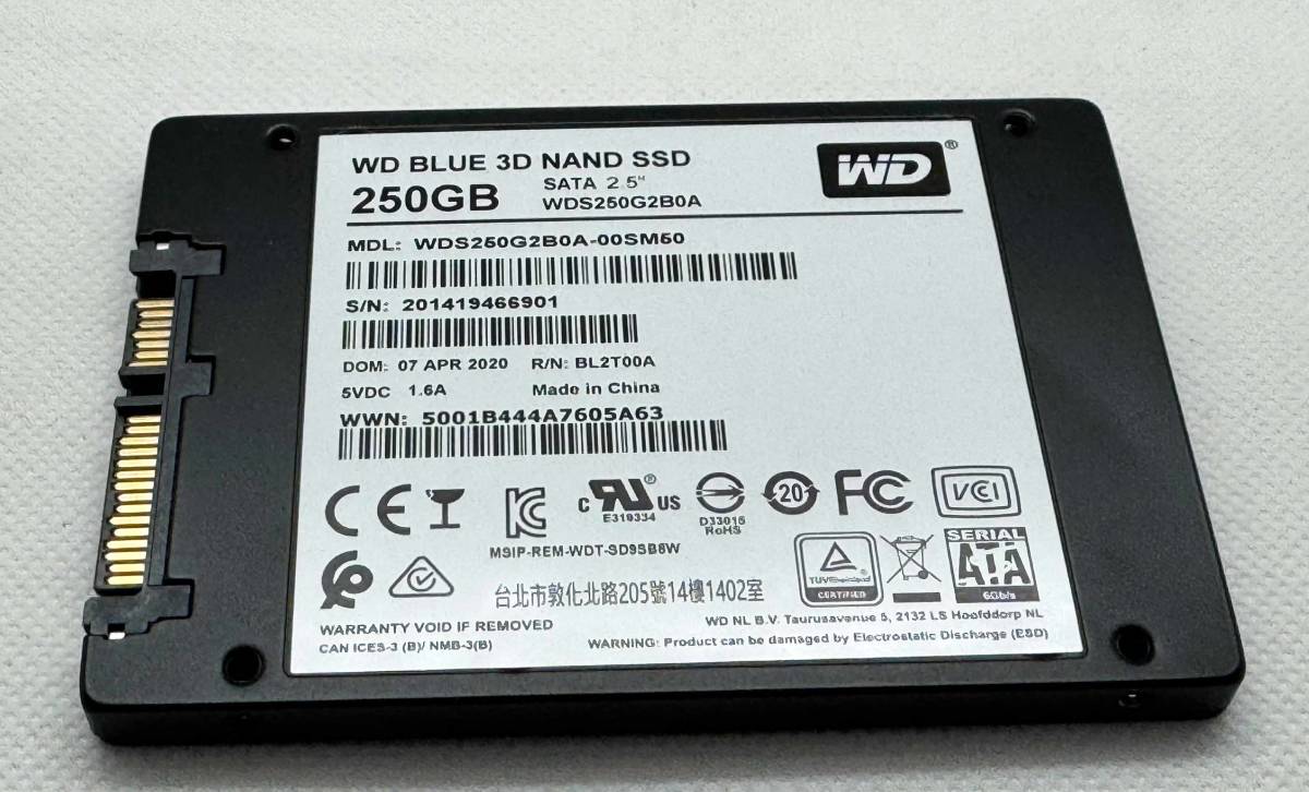 ☆Western Digital ウエスタンデジタル 内蔵SSD 250GB WD Blue PC 換装 2.5インチ WDS250G2B0A-EC_画像2
