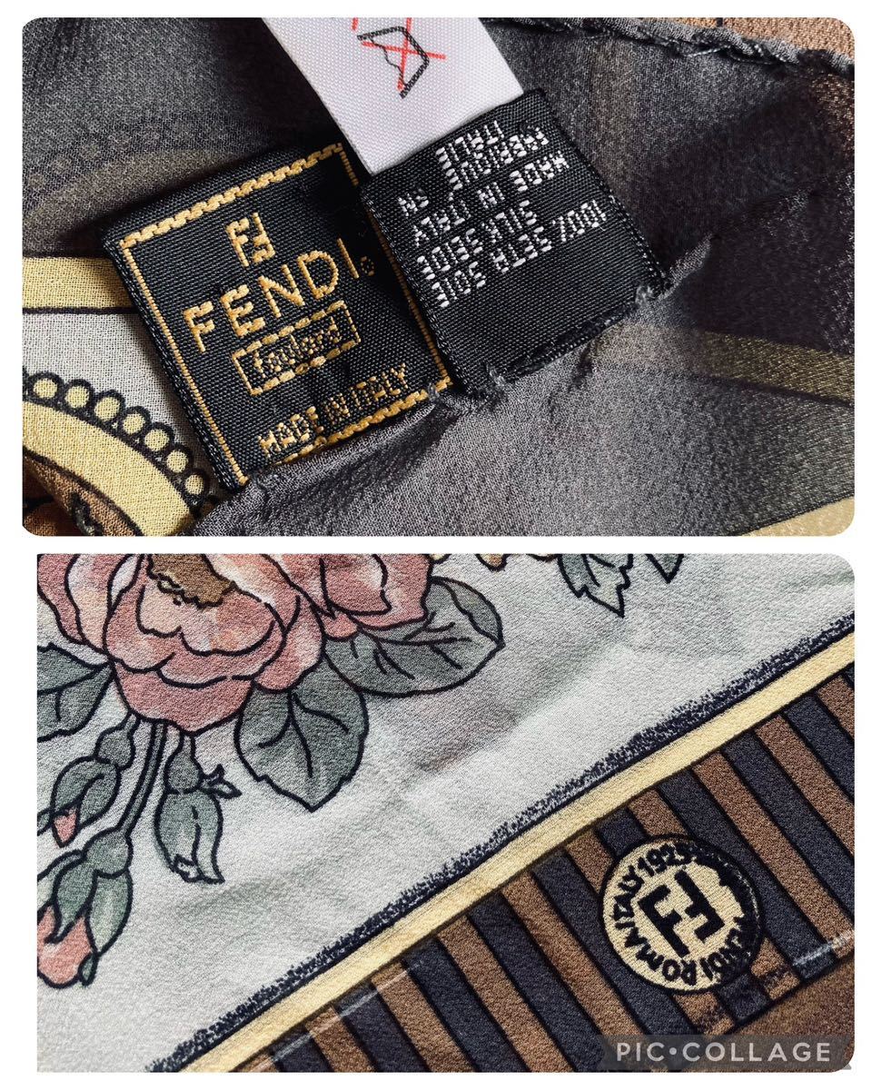  прекрасный товар *FENDI крыло Dior do Fendi общий рисунок большой размер шелк шарф палантин 129×132 Италия производства 