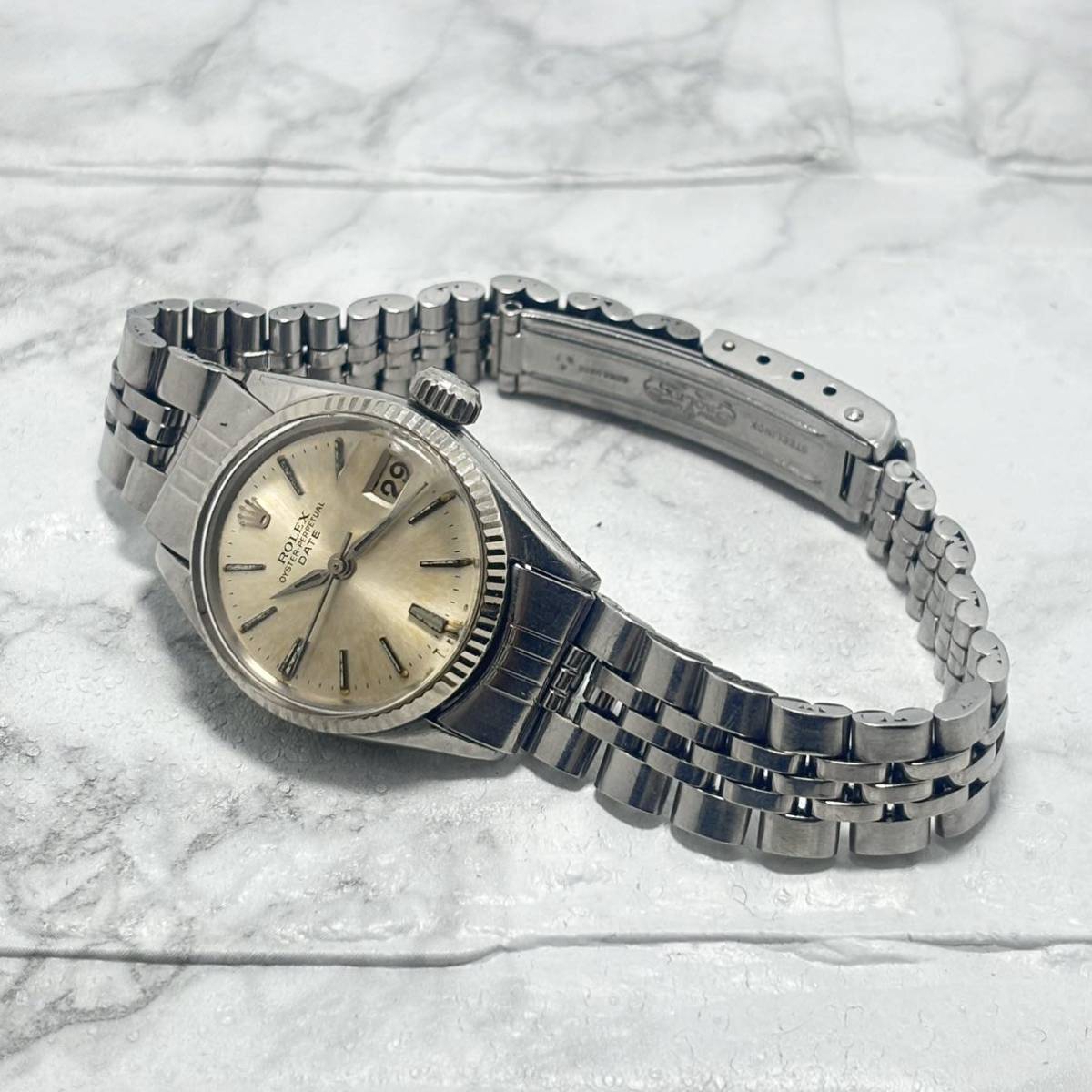 ROLEX ロレックス OYSTER PERPETUAL オイスターパーペチュアル DATE デイト WG 金無垢 ベゼル 純正風防綺麗 精度良好 ROLEXブレス_画像10