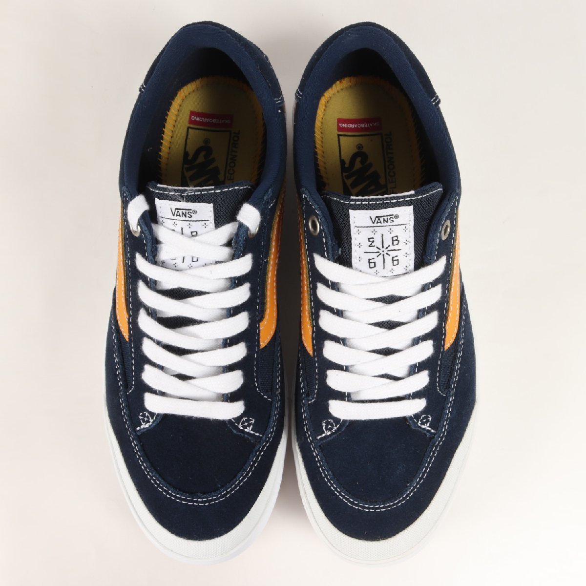 美品 VANS バンズ サイズ:26.5cm 21AW BERLE バール ネイビー ゴールド 紺 US8.5 ローカット スニーカー シューズ 靴 ブランドの画像4