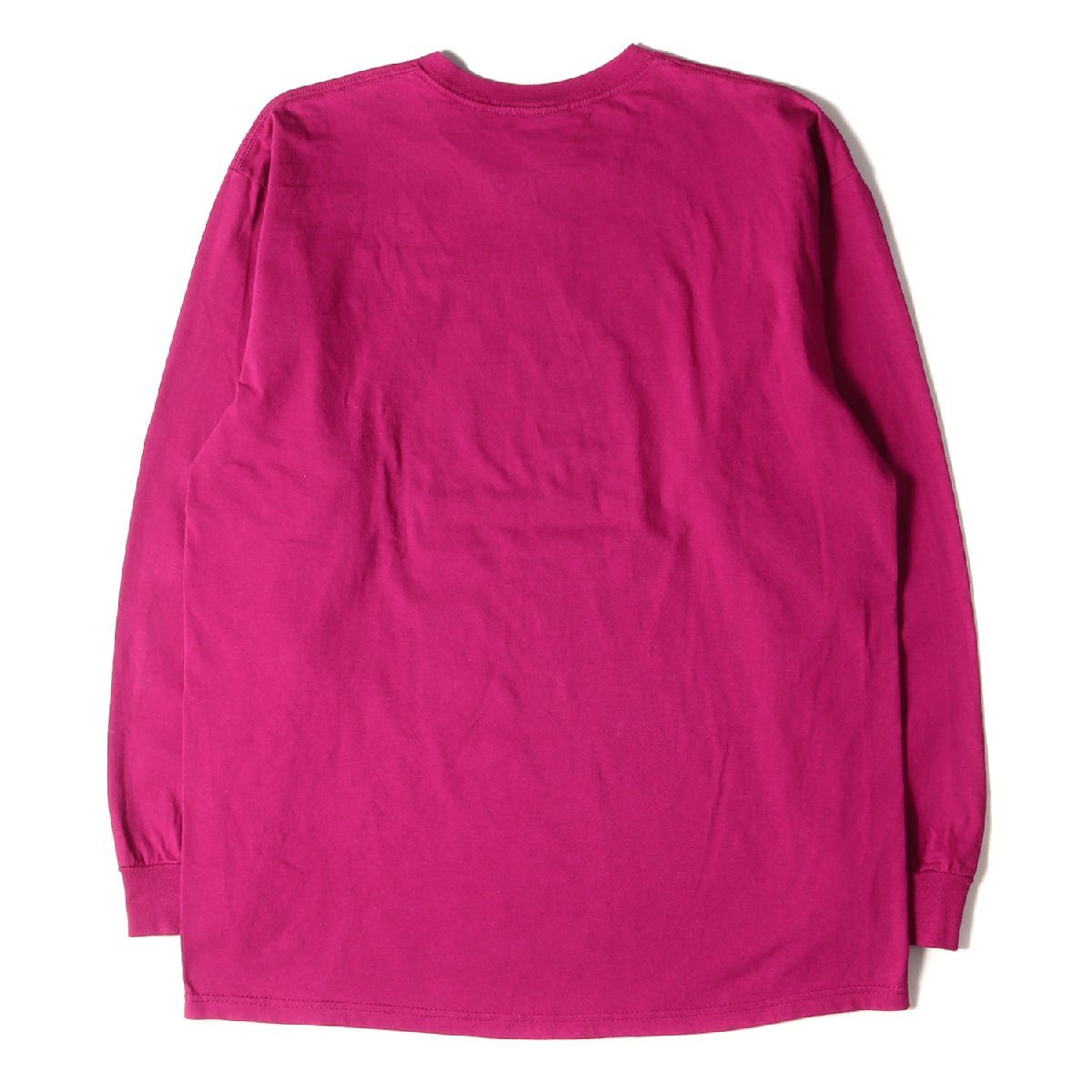 STUSSY Stussy футболка размер :L колледж Logo длинный рукав футболка пурпурный tops cut and sewn длинный рукав Street бренд 