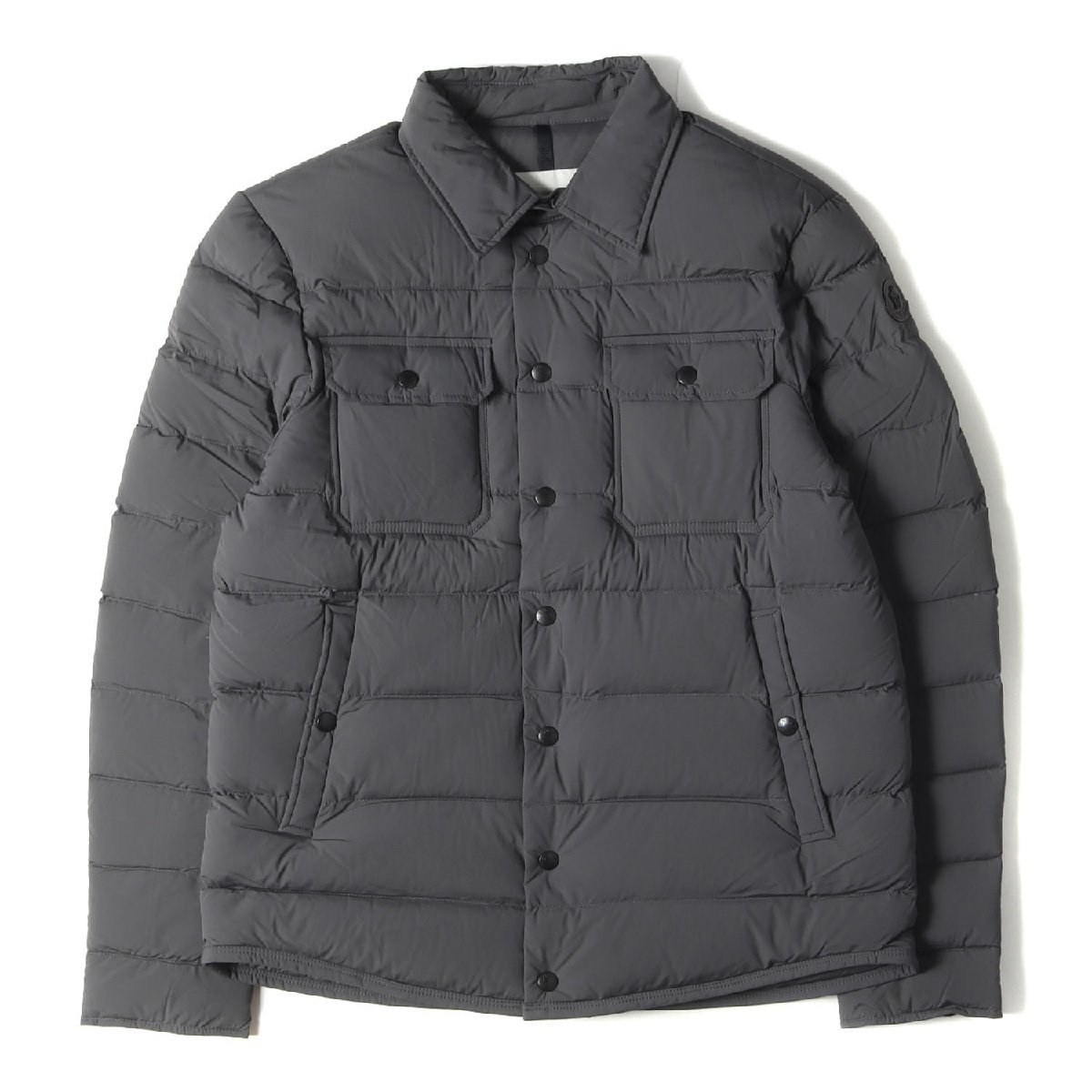 MONCLER モンクレール 15AW ストレッチ ナイロン シャツ ダウンジャケット GAUDENIER 比翼仕立て DOUDOUNE ELASTIQUE グレー 3 ブランド