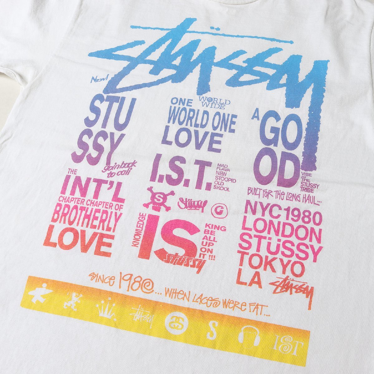 STUSSY Stussy футболка размер :XL градация графика длинный рукав футболка белый tops cut and sewn длинный рукав 