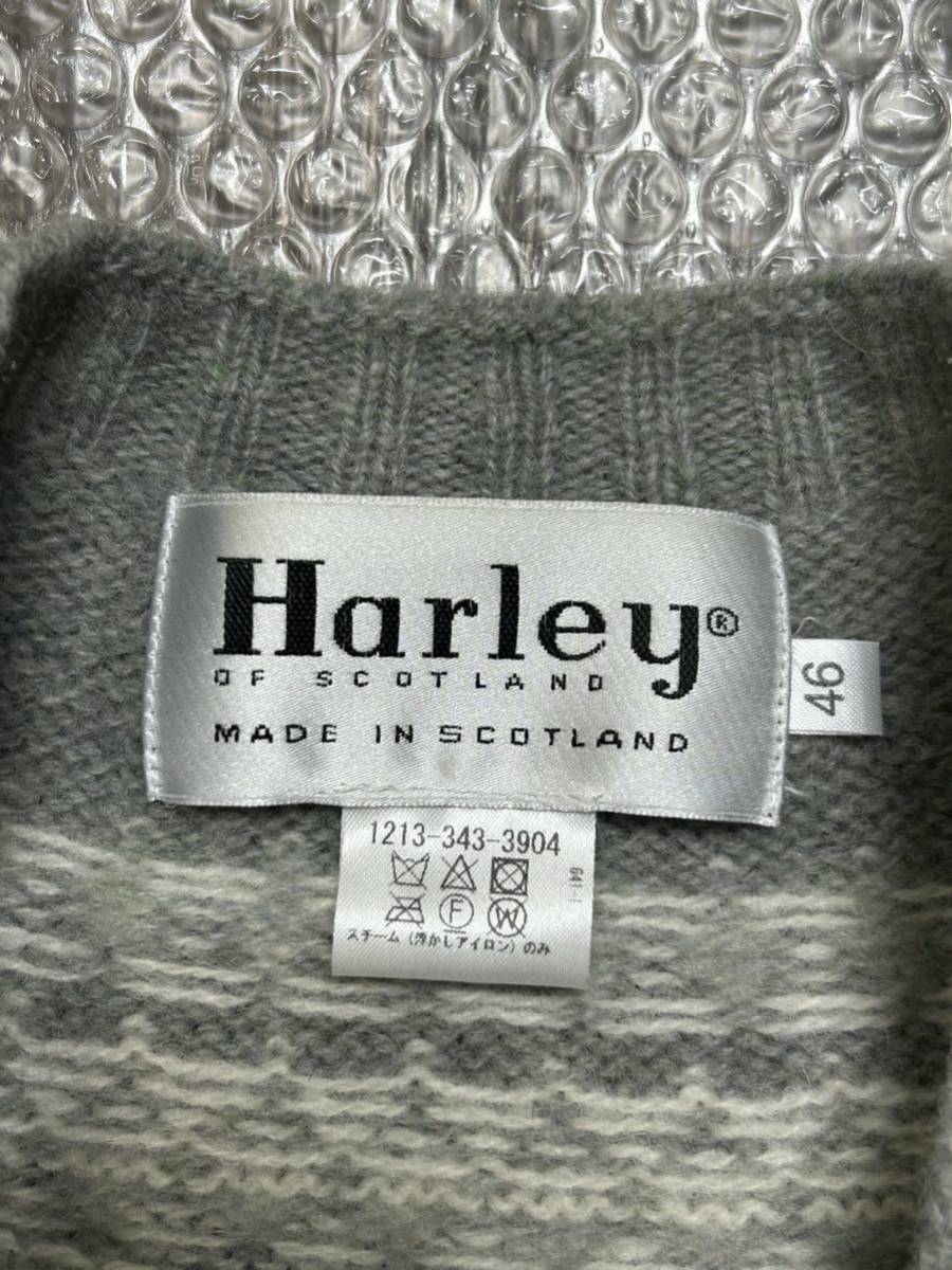 【た-1-78】Harley of Scotland ハーレーオブスコットランド スコットランド製 ウールニット セーター サイズ46 中古品_画像2