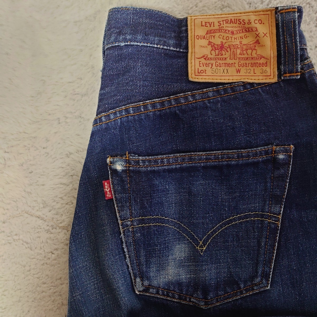 リーバイス Levi's 復刻501XX 555ボタン 革パッチ バレンシアガ工場 W32 L36 99年12月製造 47501 0117_画像1