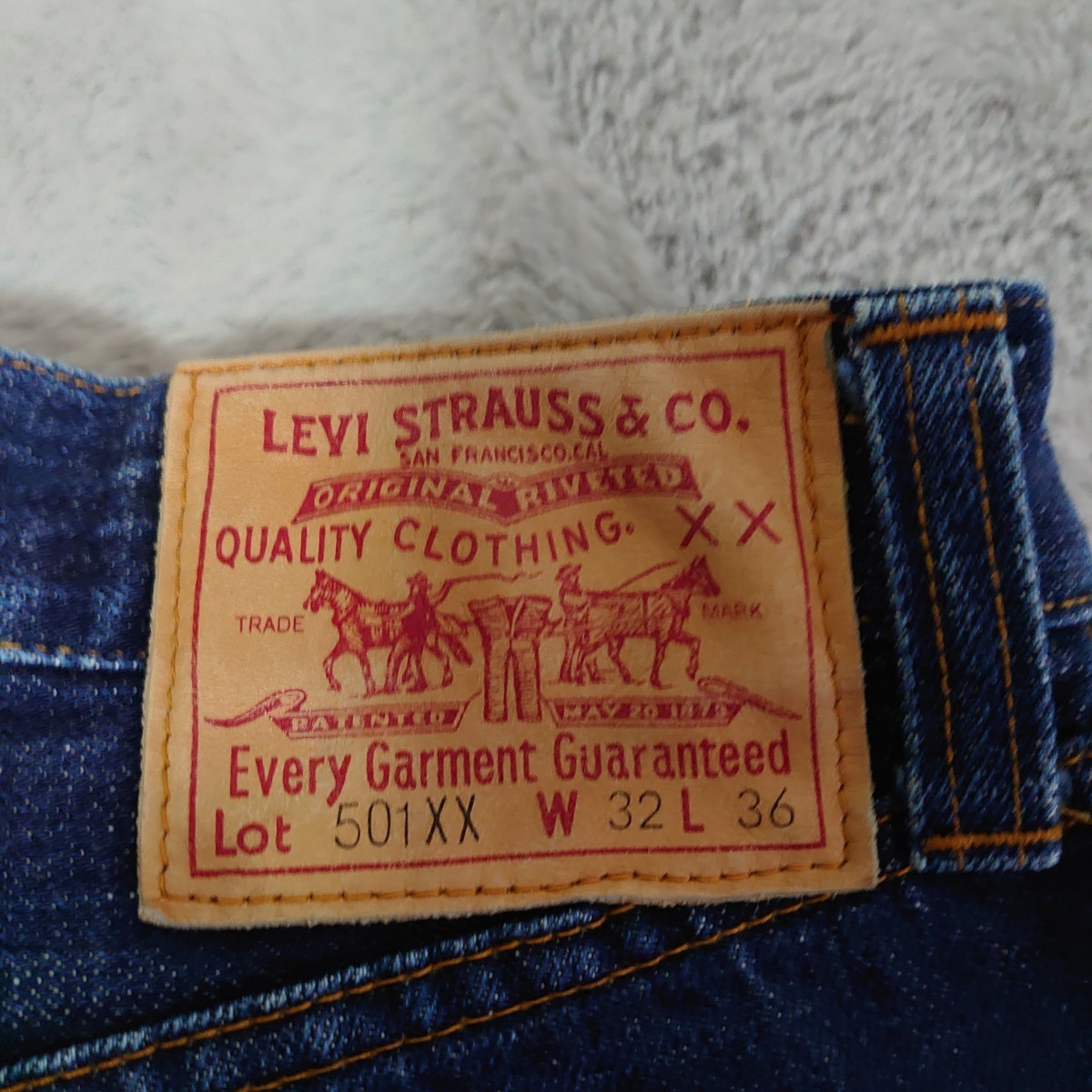 リーバイス Levi's 復刻501XX 555ボタン 革パッチ バレンシアガ工場 W32 L36 99年12月製造 47501 0117_画像2