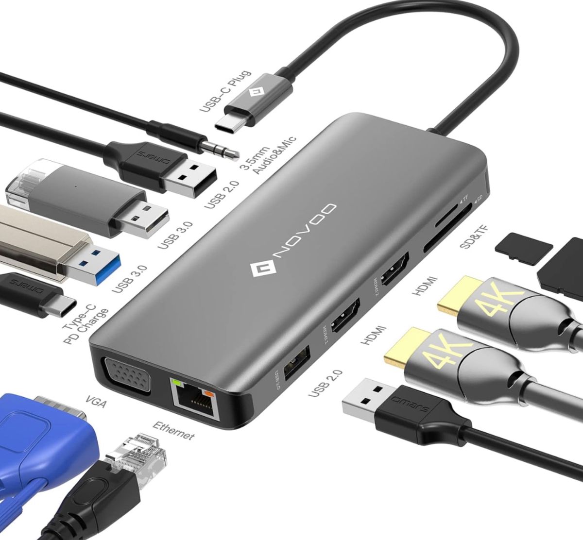 トリプルディスプレイ 12-in-1 USB-C ドッキングステーション 人気 USB C ハブ