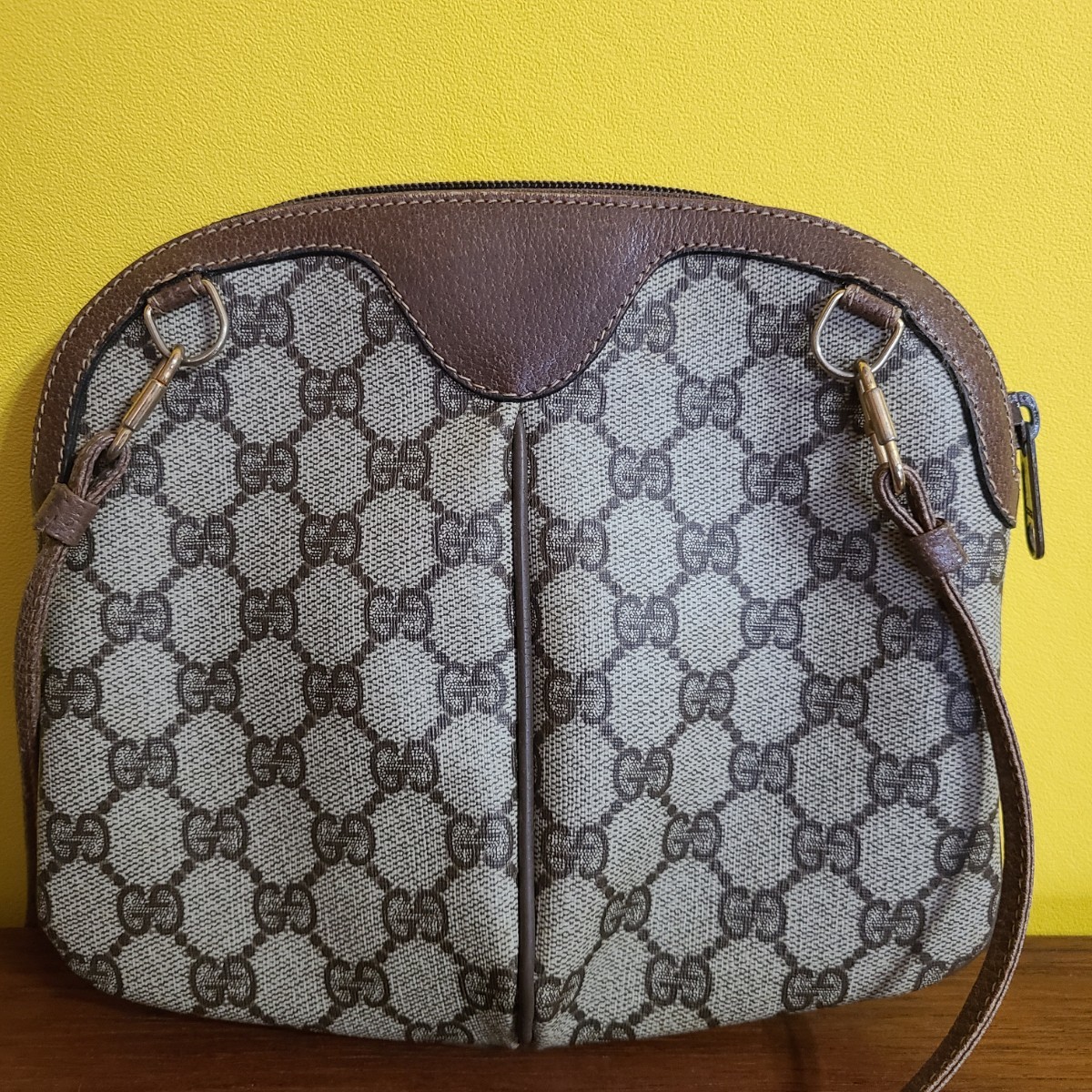 2☆100円～ GUCCI オールドグッチ シェリーライン 904.02.047 GG ショルダーバッグ 斜め掛け ヴィンテージ 約19.5cm×22cm×1.5cm USED _画像3